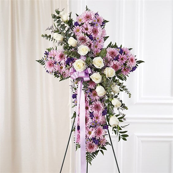 Peace & Prayers™ Lavender Standing Cross | Pearsall, TX Florist