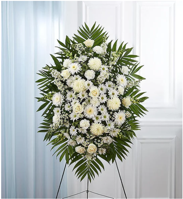 White Funeral Sympathy Spray | Andy's Flower Shop